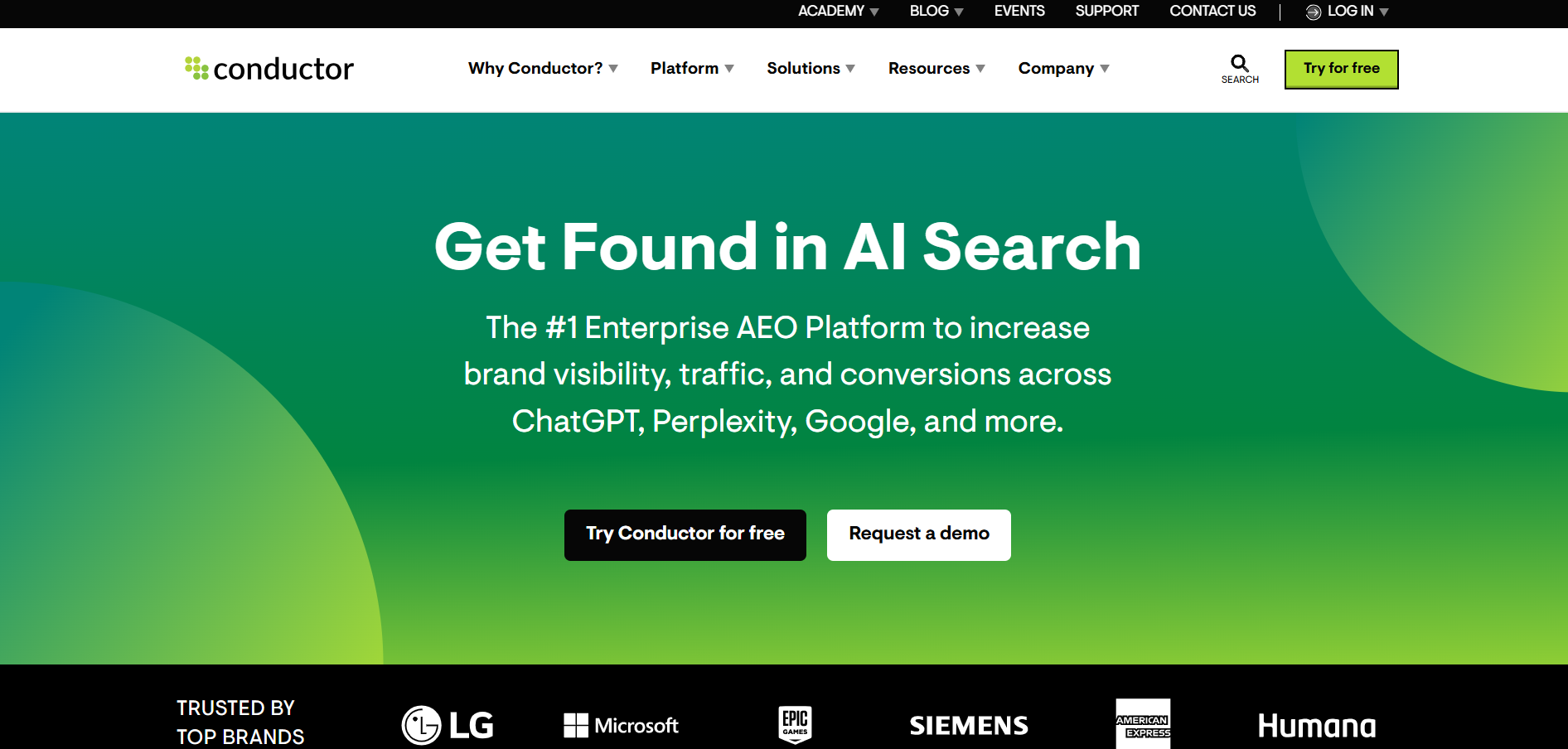Conductor Intelligence enterprise content and AI search visibility platform