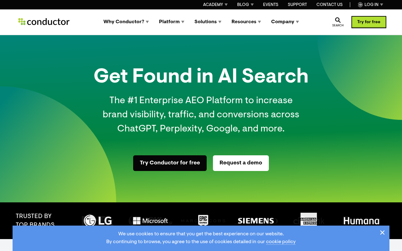 Conductor Intelligence enterprise content and AI search visibility platform