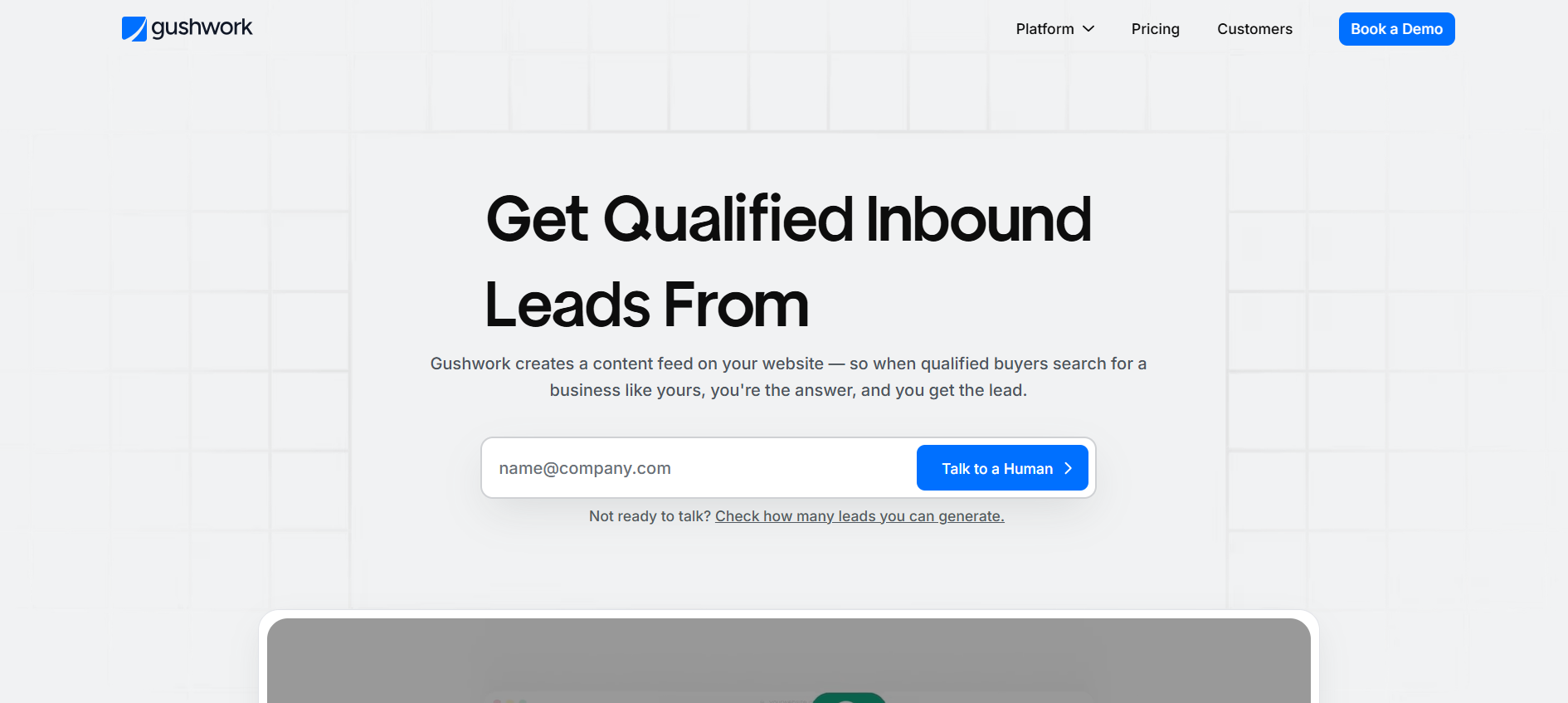 Gushwork pricing page, a service-based Profound alternative.
