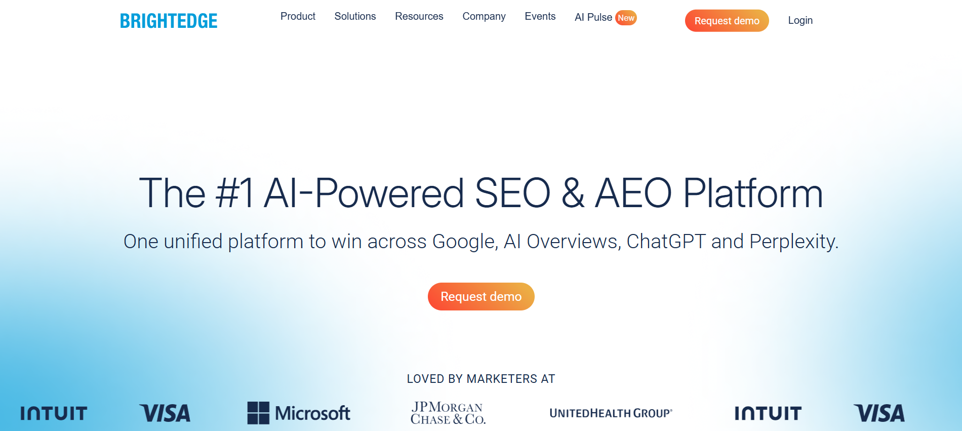 BrightEdge homepage, an enterprise SEO and Profound alternative.