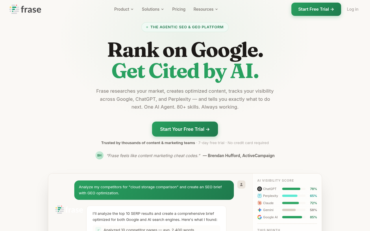 Frase.io content research and briefing platform