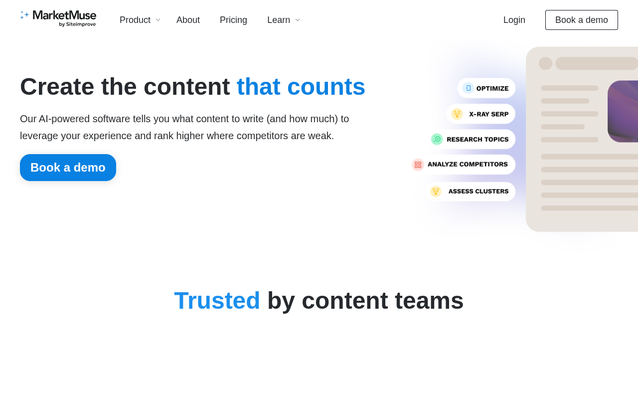 MarketMuse enterprise AI content strategy platform