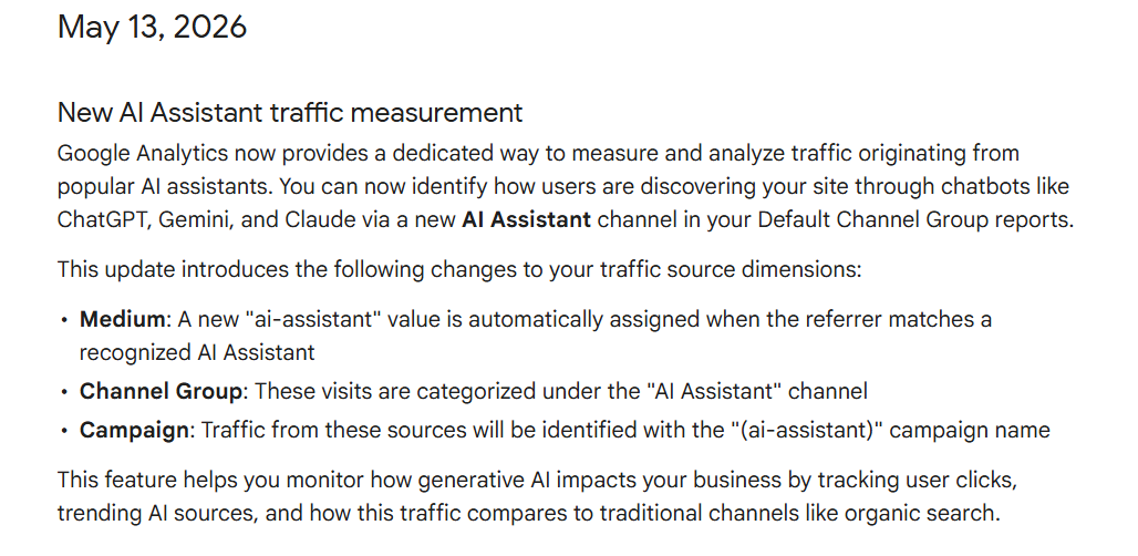 Diagram showing the questions marketers can now answer about GA4 AI Assistant traffic.