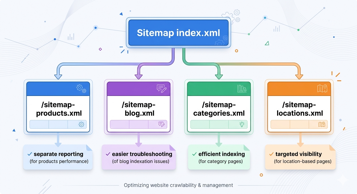 Sitemap index example splitting multiple XML sitemaps