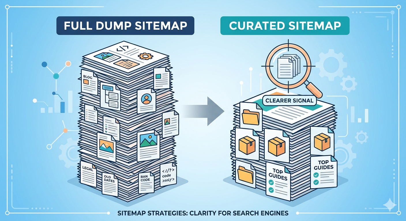 Curated XML sitemap example focusing on key SEO pages