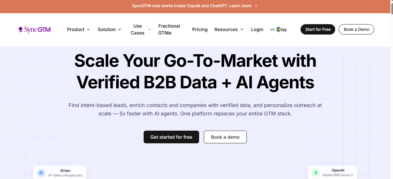 SyncGTM GTM automation platform homepage