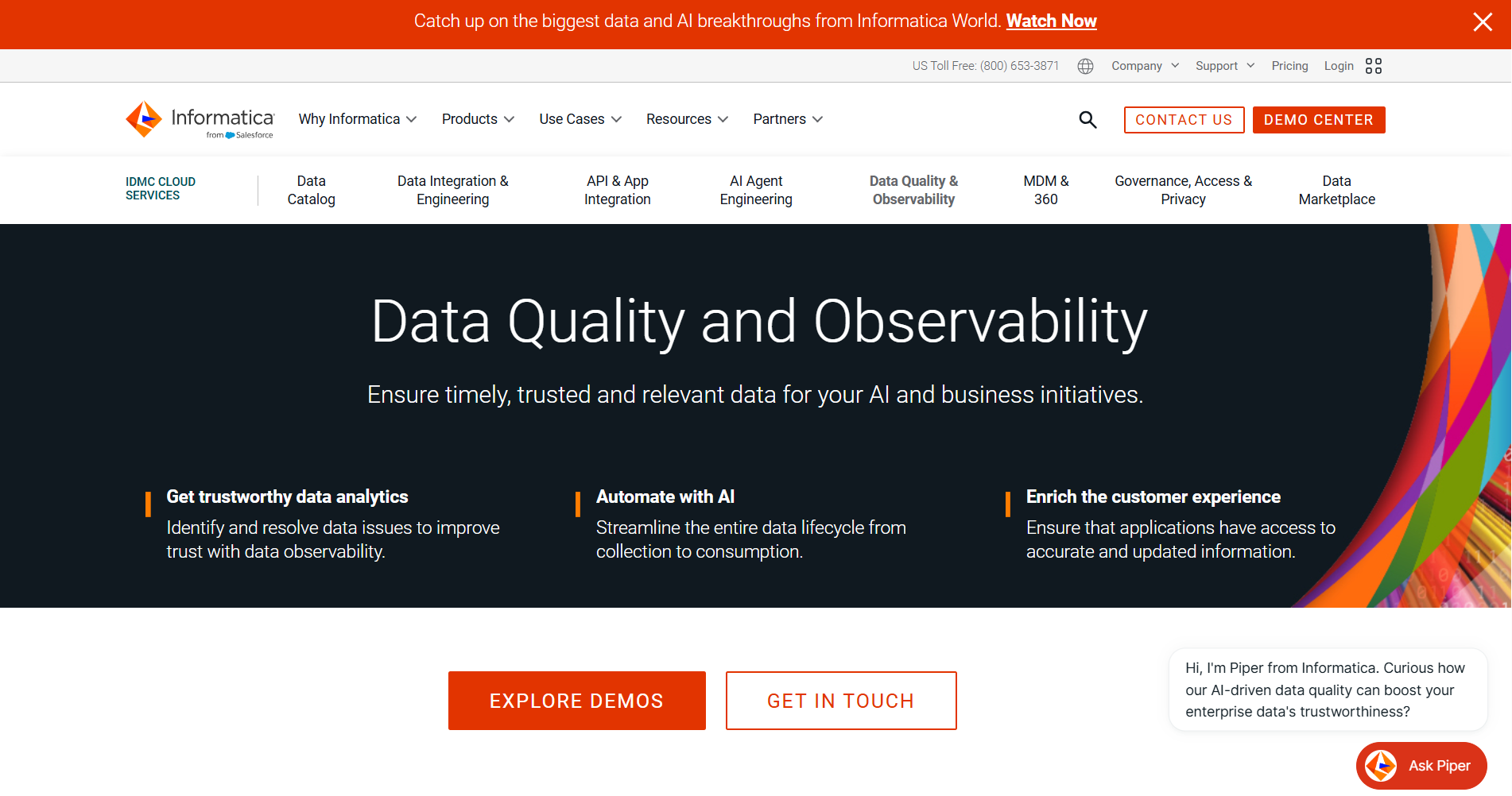 Screenshot of the Informatica Cloud Data Quality homepage.