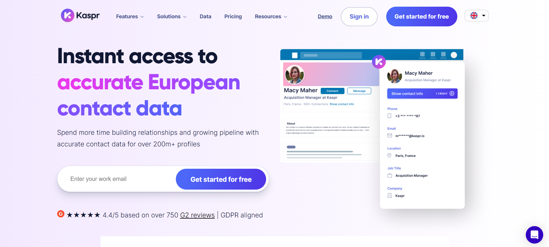 Kaspr LinkedIn enrichment tool for email and phone contact discovery