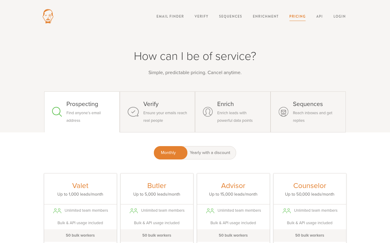 Voila Norbert homepage screenshot b2b email finder tool