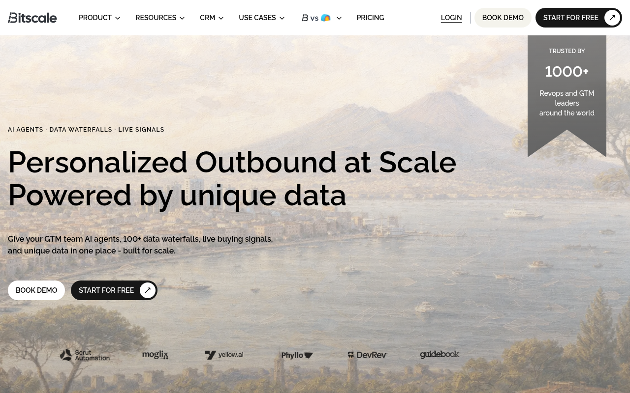 Bitscale AI GTM platform homepage for sales prospecting automation
