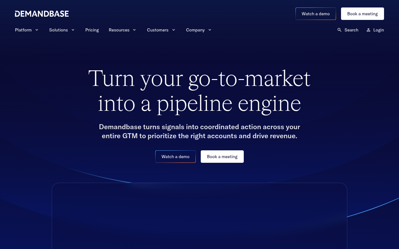 Demandbase homepage for account-based marketing and website visitor identification