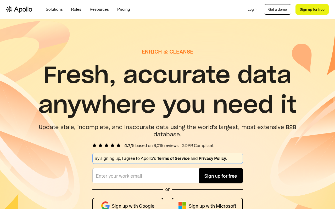 Apollo.io sales intelligence platform homepage screenshot