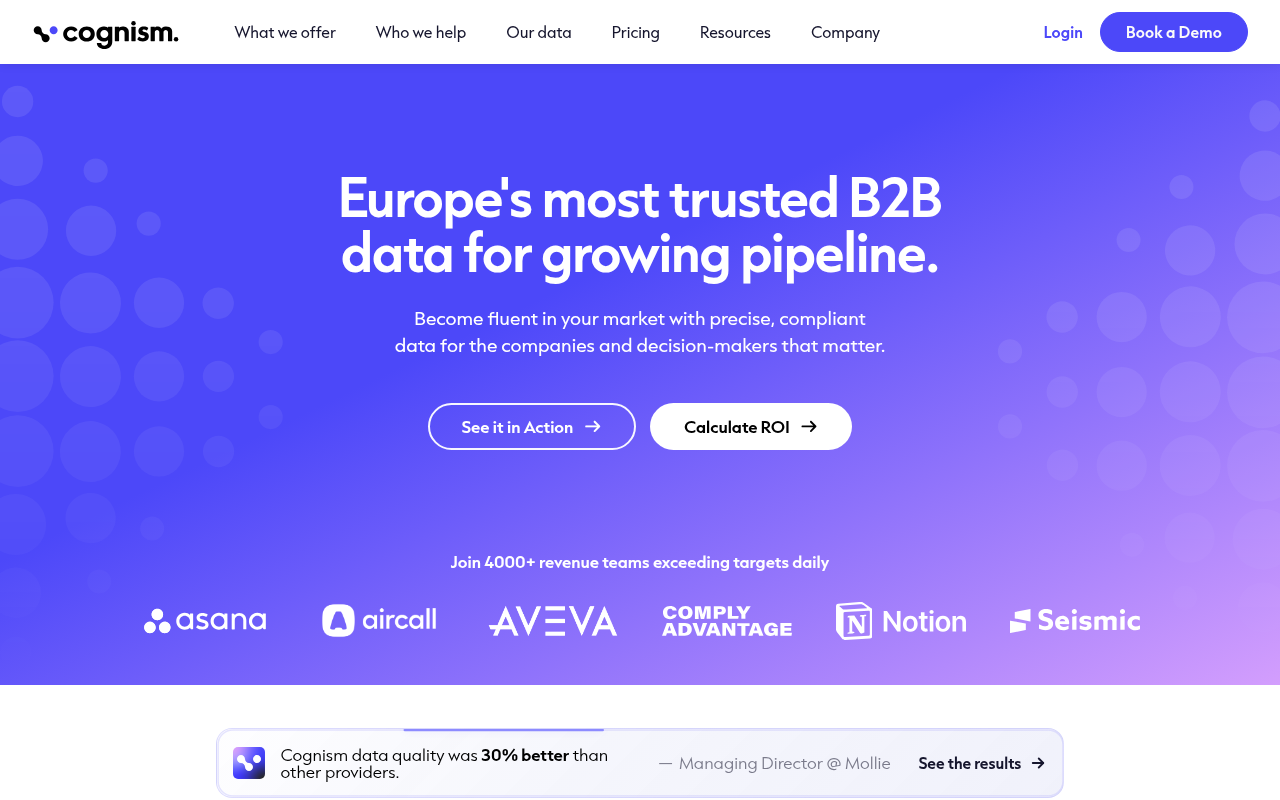 Cognism sales intelligence platform homepage screenshot