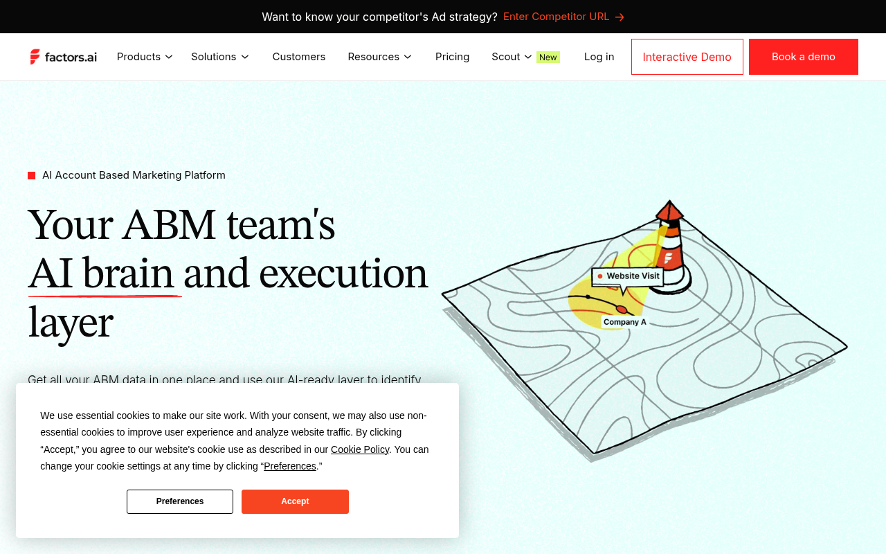 Factors.ai website visitor identification and account intelligence platform homepage