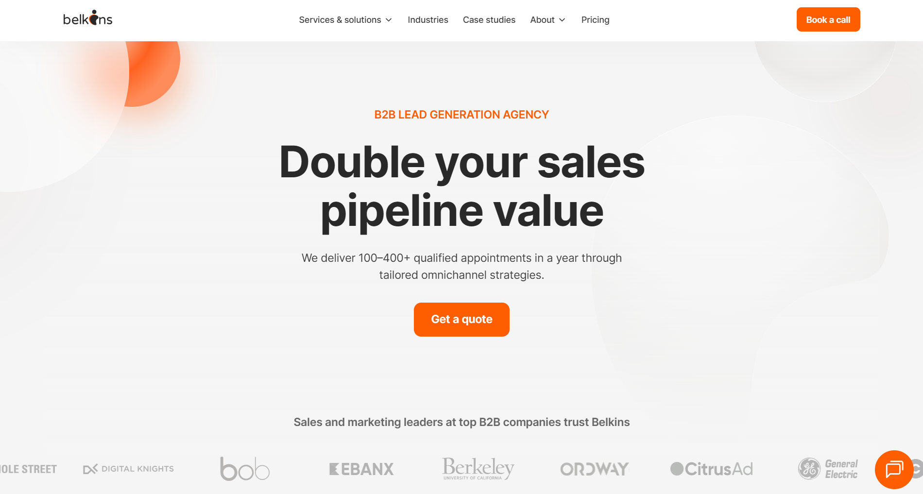 Belkins B2B appointment setting and outbound agency homepage