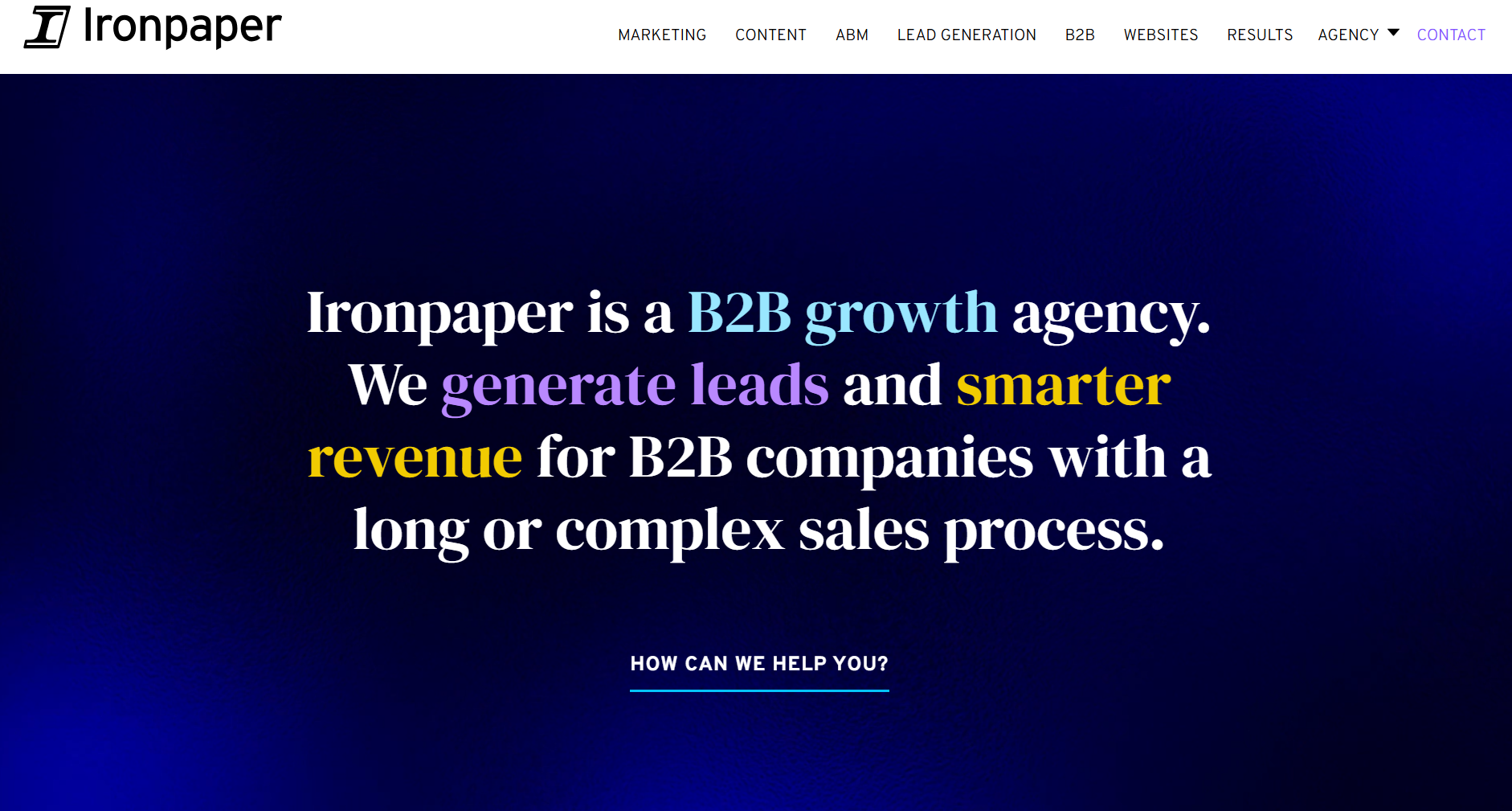 Ironpaper B2B demand generation and growth agency homepage