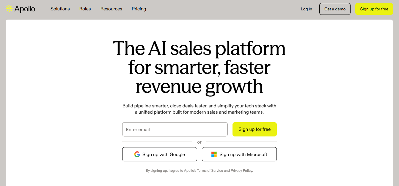 Apollo.io sales intelligence platform homepage